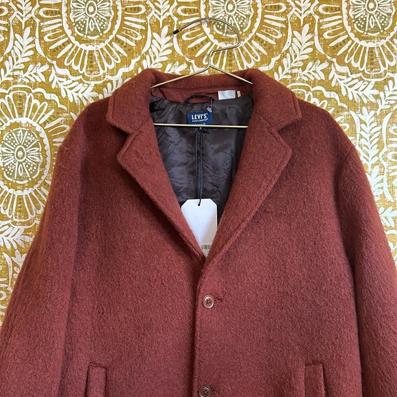 NWT Levi’s Men’s Wool Blend Oversized Slouch Overcoat Cherry Mahogany-Red size S - Picture 7 of 12
